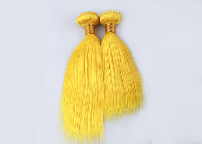 Yellow Single Drawn Virgin Human Hair Extensions No Tangle And No Shedding