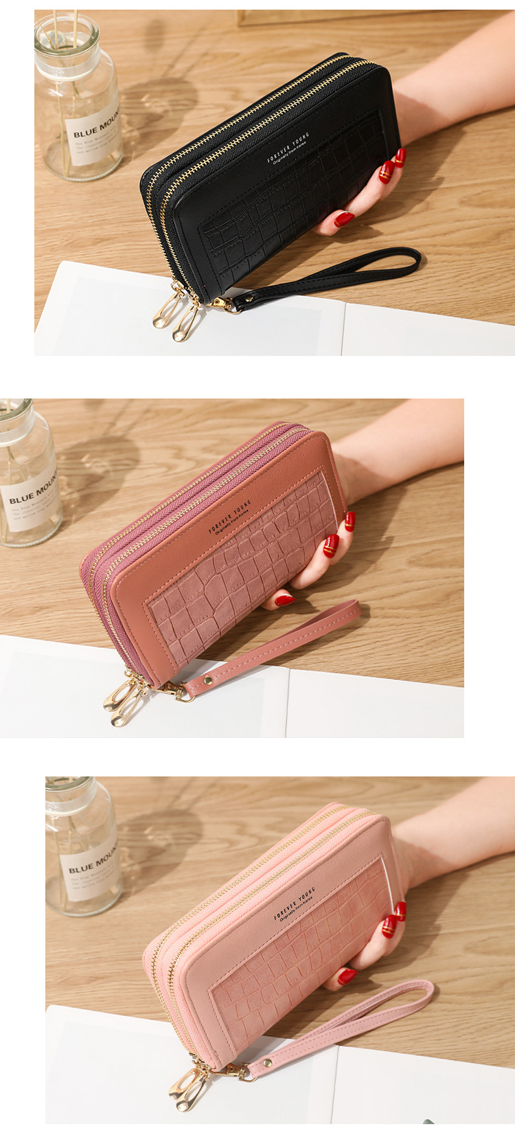 Custom Logo Avaliable Fashion Pu Leather Multi-card Mobile Phone Charger Wallet for Women