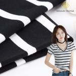 Soft Refreshing Striped Cotton Fabric For French Terry