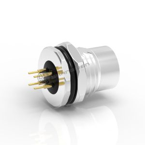 Industrial Grade M8 Female Back Mount Socket Right Angle IP67 with Solder Screw