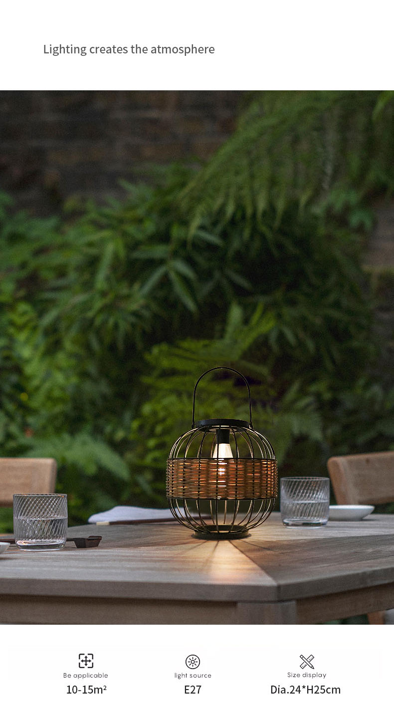 Waterproof Rattan Garden Lanterns , Outdoor Rattan Solar Lights For Balcony Decoration