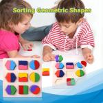 Sorting Wooden Montessori Baby Toys Geometric Wooden Blocks 15cm Preschool