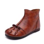 S190 Factory retro flat oil wax leather short tube all-match women's boots