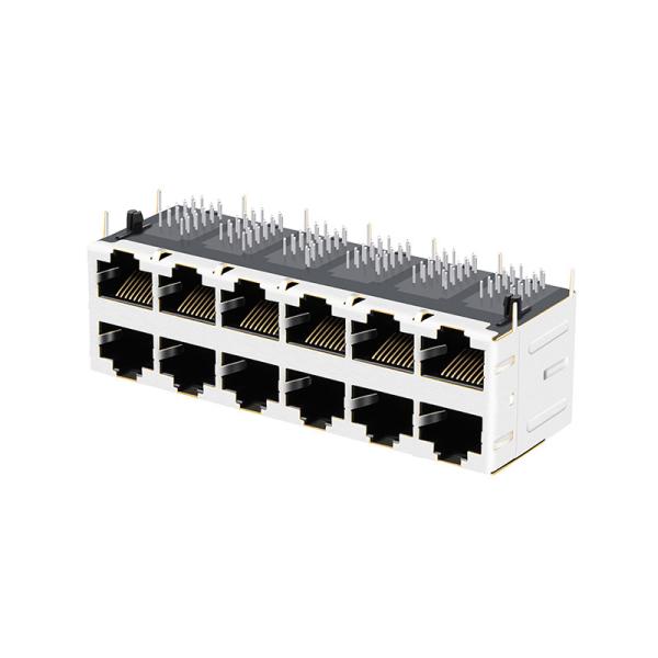 JT5-2610CNL 10G BASE-T 2X6 PORT RJ45 Magnetic Jack Female Connector With LIGHT