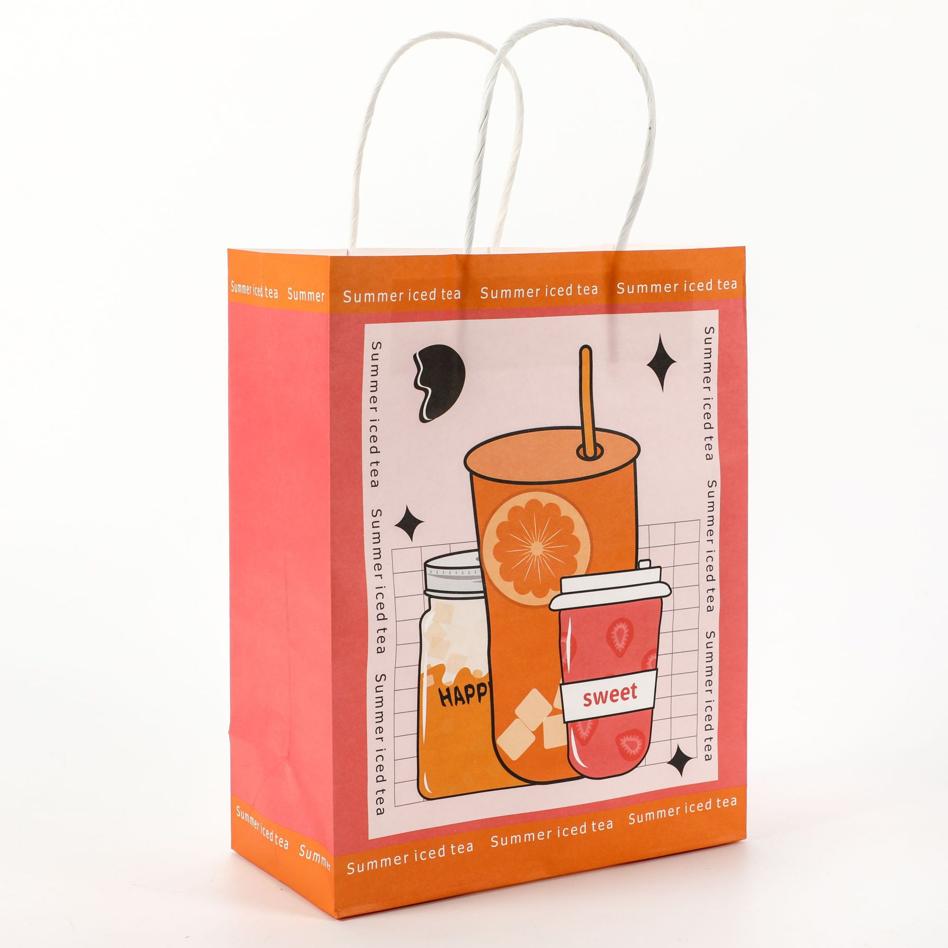 Reasonable Coffee Drink Takeout Twist Kraft Paper Bag Customized Logo Customized Size