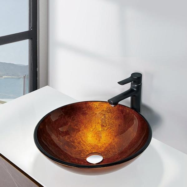 145mm Tempered Glass Sink Bathroom Countertop No Hole Scratch Resistance With