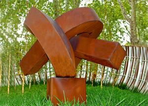 China Abstract Rusted Metal Sculpture , Contemporary Rusted Steel Garden Art factory
