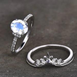 China Glamour Hot Fashion Natural Rainbow Moonstone Women 925 Sterling Silver Jewelry Ring on sale