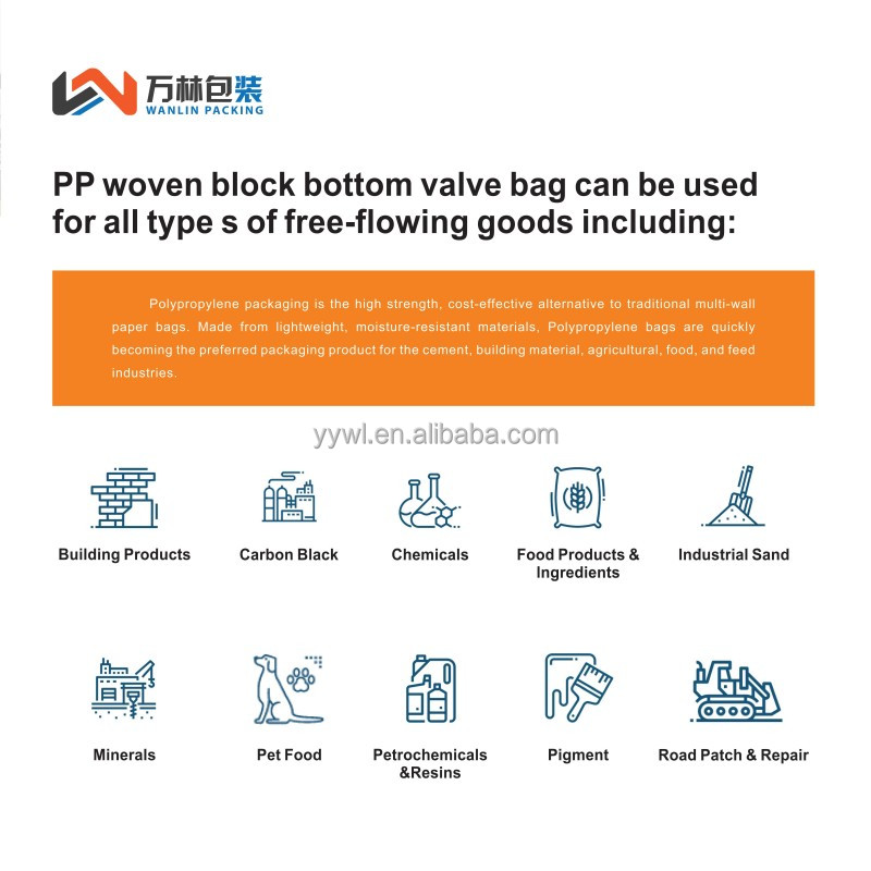 Cement Empty PP Valve Bag Block Bottom 25 KG 40 KG 50 KG