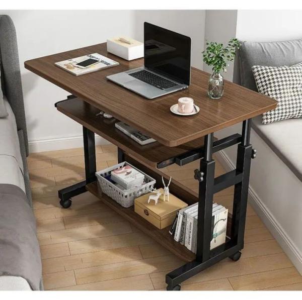 Simple Brown Wooden Coffee Standing Table for Office Work Station 80 kgs/lbs