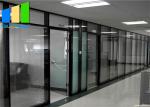 Double Tempered Glass Aluminum Frame Fixed Office Partition For Conference