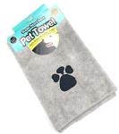 Gray Color Microfiber Pet Towel With Paw Embroider