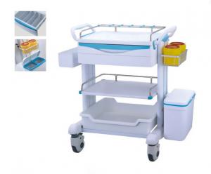 China Mute Wheel ABS Hospital Medicine Trolley Mobile Crash Cart With Trash Can Medicine Box on sale