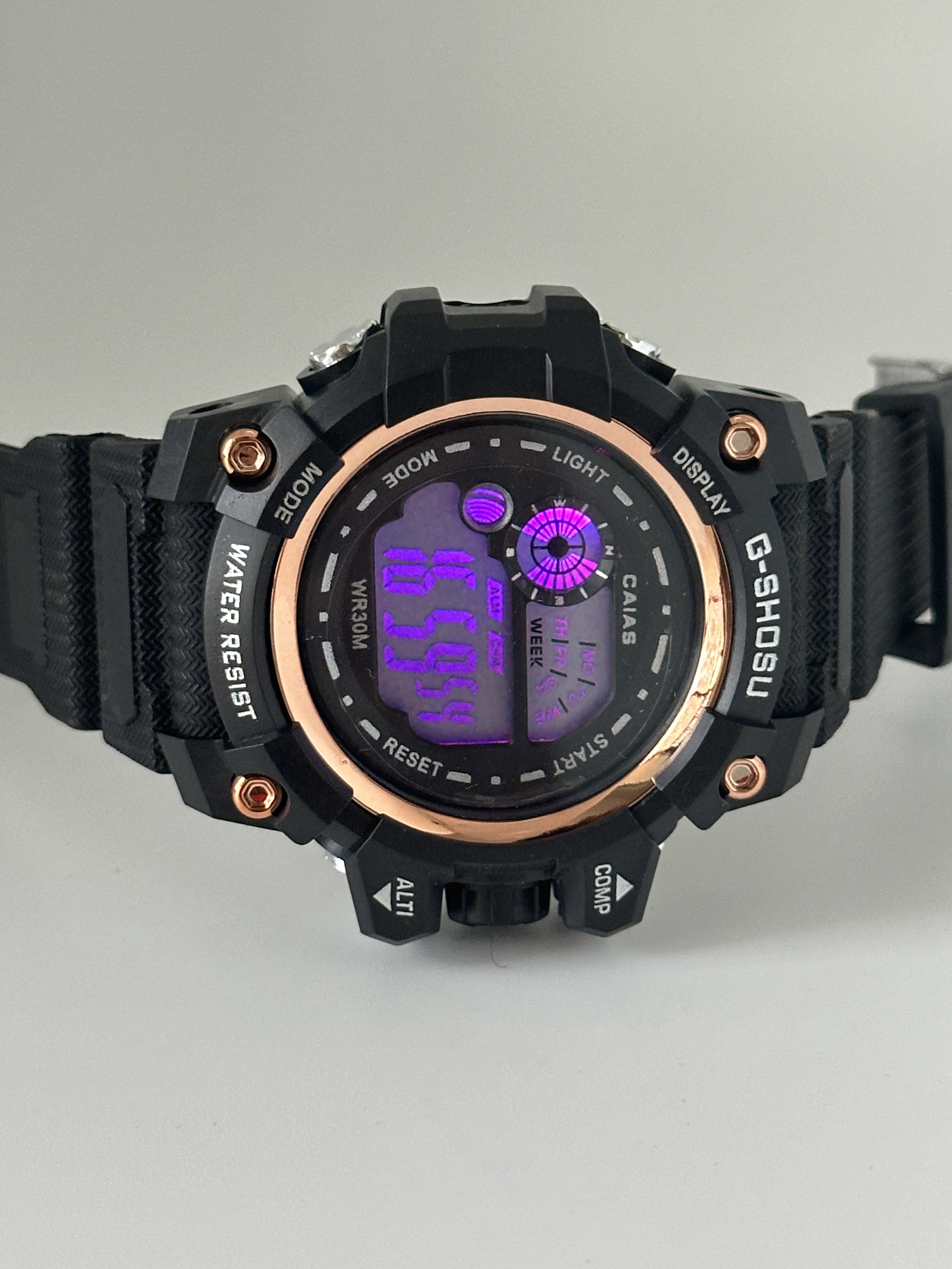Quartz Digital Sports Watch Waterproof With Black Silicone Band