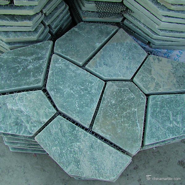 Natural stone Green Slate Meshed Back Flagstone Floor Tile Corrosion And Wear