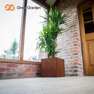 China SGS Custom Long Square Corten Steel Flower Pots Fashionable weather resistance factory