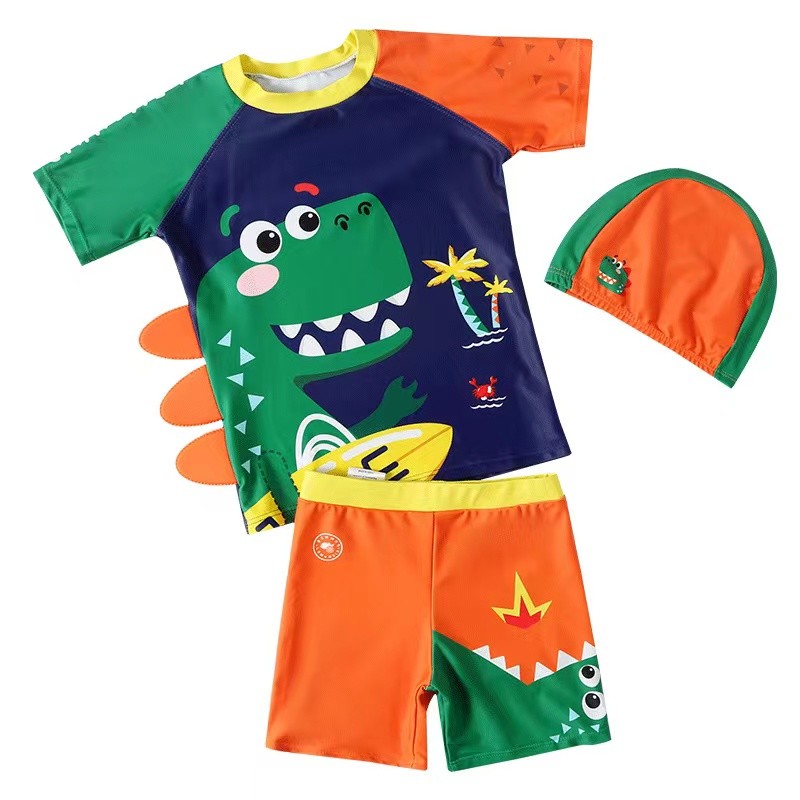 Boy Swimming Trunks Dinosaur Suit Boy Split Swimming Suit With Hat