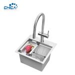 15x15x9cm Single Bowl Handmade House Kitchen Sink With Faucet Stainless Steel