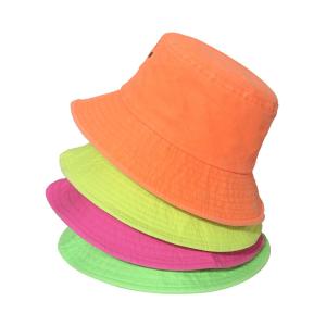 China Retro Simple Breathable Fluorescent Cotton Bucket Hat For Women factory