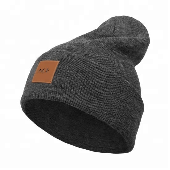 Solid Color Unisex Knit Beanie Hats Spring Winter Fitted Wool Material