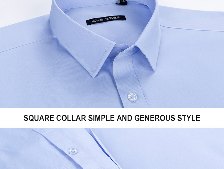 Four Seasons Work Blue Men's Long-Sleeved Shirt Pure Cotton and Liquid Ammonia Fabric
