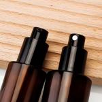 30ml 50ml 80ml 100ml Amber Cosmetic Glass Pump Bottles Refillable Spray Bottle