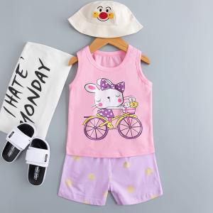 China Bicycle Rabbit Print Pajama Set / animal print pjs breathable moderate tightness factory
