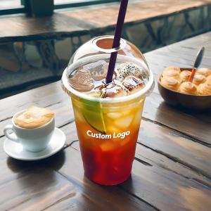 Lesense ODM Clear Takeaway Ice Coffee Bubble Tea Cup Disposable 16oz 32oz PET Plastic Cup