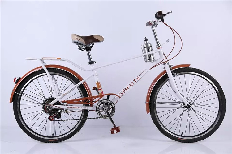 Carbon steel colorful 26 OL city bicicle for man with Shimano thumb shifter 7 speed with bottle