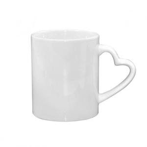 China 11oz Sublimation Ceramic Blanks Sublimation Blank Coffee Mugs With Heart Handle factory