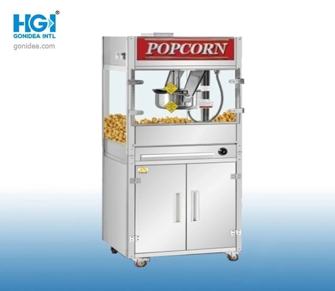 30oz Floor Standing Stainless Steel Popcorn Maker Machine With Wheel