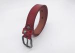 Women 's Fashion Embossed Leather Belt With Carved Buckle Red Color