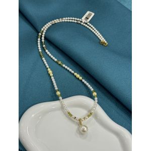 White light color round beads pendant necklace with a pendant size 14 mm and 72