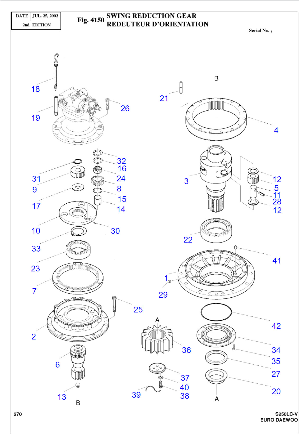 DAEWOO DH300-5 DH258-5 Excavator Gear 2230-1034 Planetary Carrier Assembly