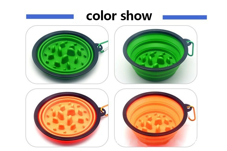 Pet Cat Slow Feeder Silicone Portable Foldable Collapsible Dog Bowl Outdoor Activities