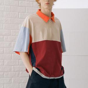 China Color Combination Mens Trendy T Shirts Polo Style For Adults / Teenager factory