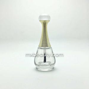 China new nail polish cap with diamond at top 15ml nail polish bottle flat brush nail polish packaging uv coating colors factory
