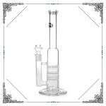 Grace Triple Honeycomb Perc Bong 13'' Clear Straight Tube Glass Smoking Water