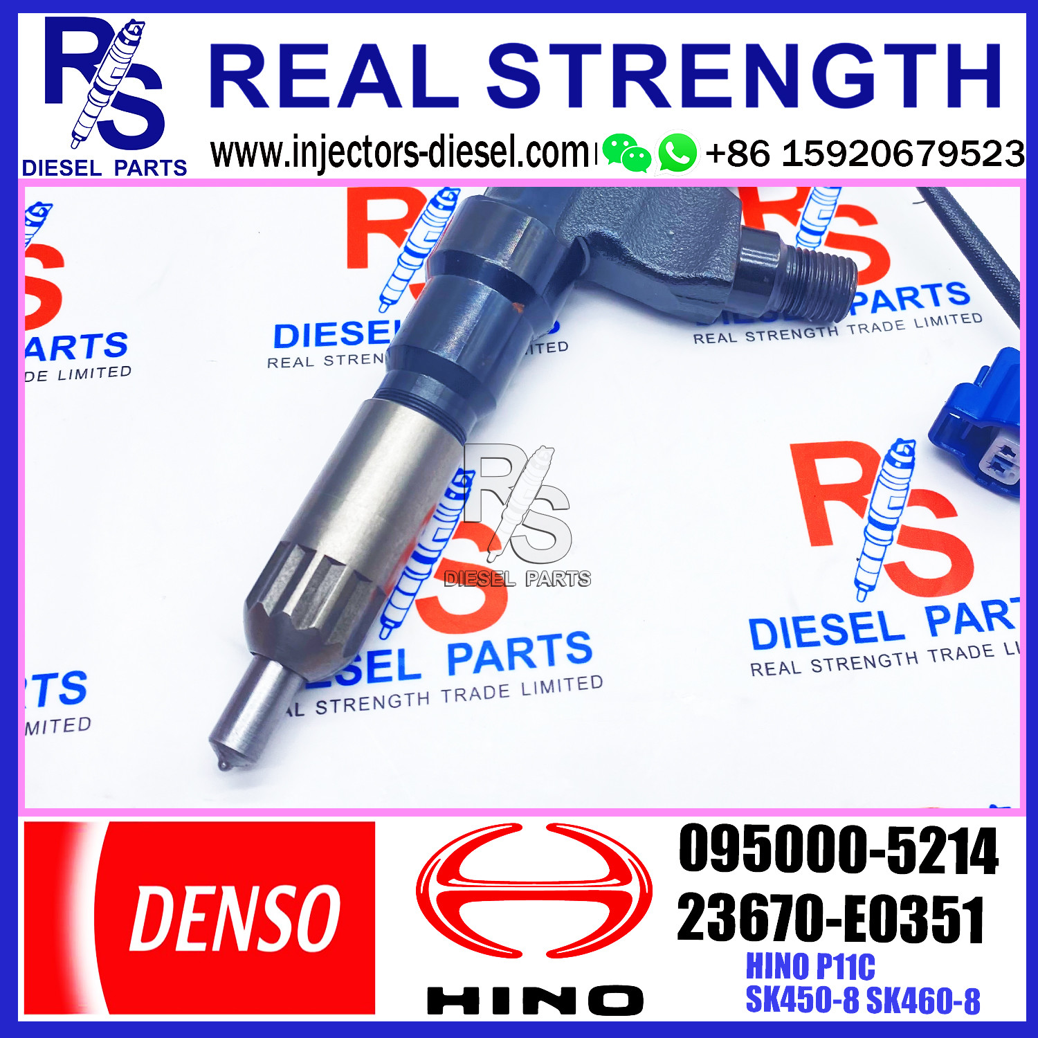 Excavator Spare Part 23670-E0351 Fuel Injector 095000-5215 SK460-8 P11C KOBELCO 095000-5213 095000-5214