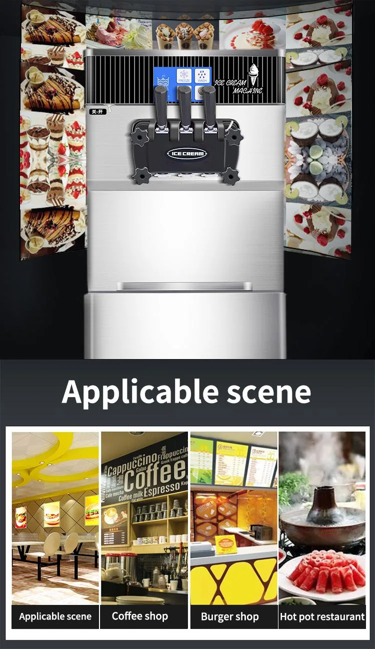 Big Capacity Touch Screen Stainless Steel Soft Ice Cream Machine Bt-F648