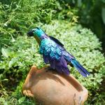Multicolor Metal Bird Yard Ornaments Weatherproof Small Metal Animal Sculptures