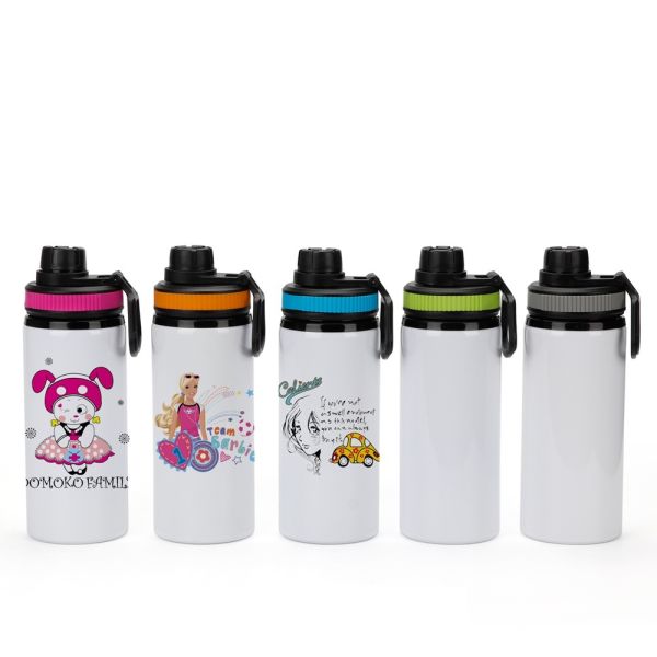 Custom Logo 600ML Aluminum Sublimation Water Bottles With Handle Lid Sublimation Blanks Sport Water Bottle