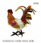 Art Collectible Metal Rooster Statue Trinket Box Roosters on Old Metal Trinket