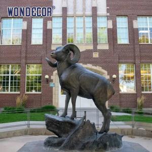 China Metal animal decoration for outdoor zoos, life-size brass sculptures of plate goats factory