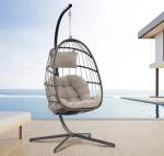 Customized Color Hanging Round Swing Egg Chair With Stand Rattan Patio Swing