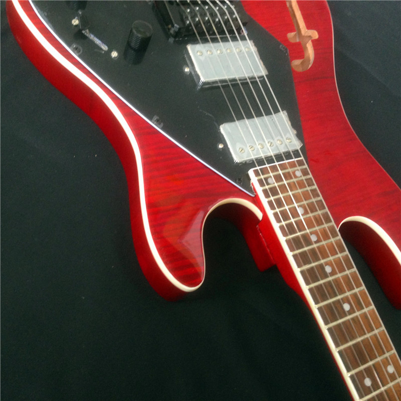Custom New high-quality Headless Electric Guitar With Tiger striped in Red