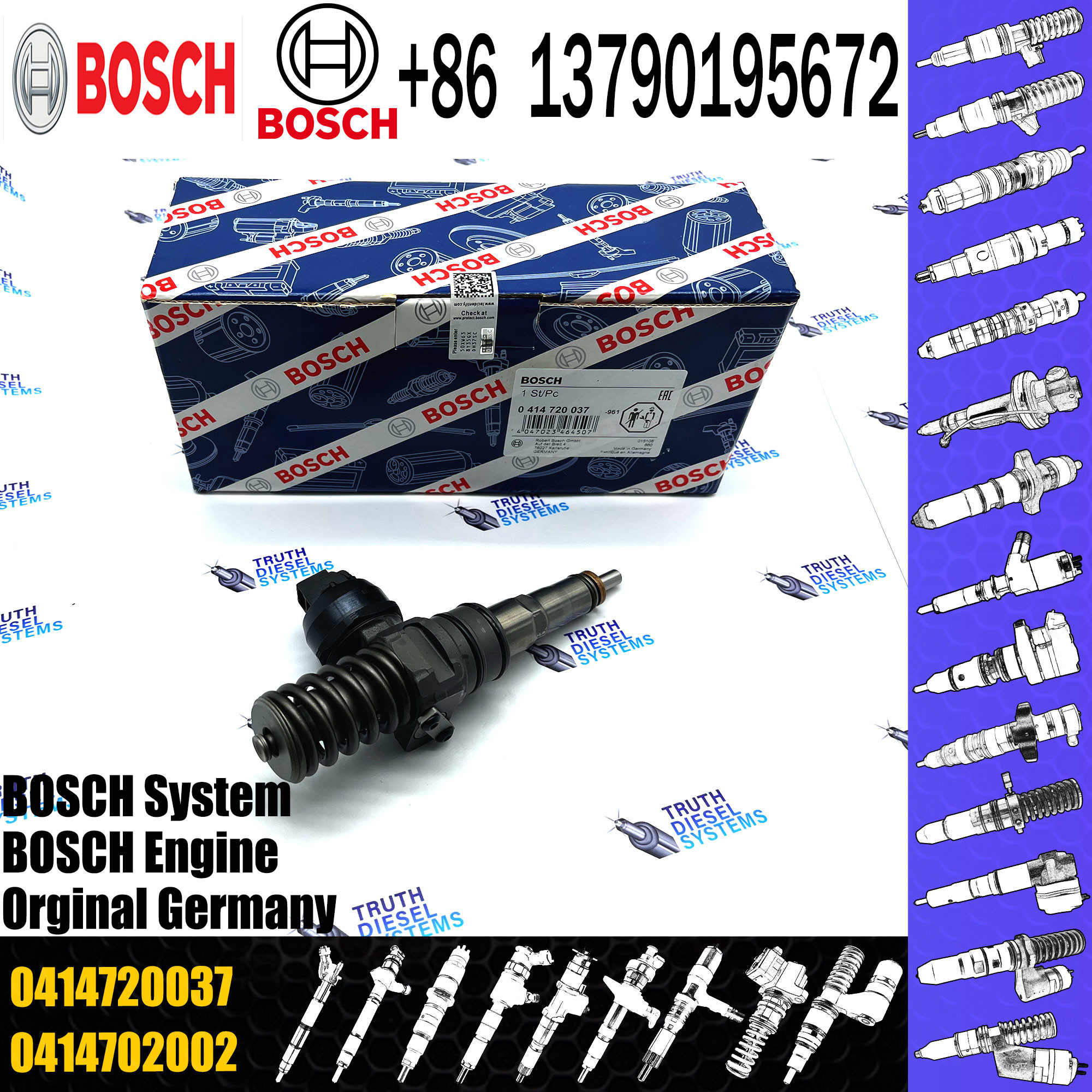Common Rail Injector 0414720037 Diesel Fuel Injector Unit Injector System Nozzle 0414720037