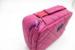 Square Leather Cosmetic Bags 8.5cm Pink Leather Makeup Bag