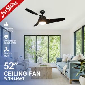 China Home Office Fan Diameter 52 Inch with LED Lights and Decorative 3 Wooden Color Blades factory