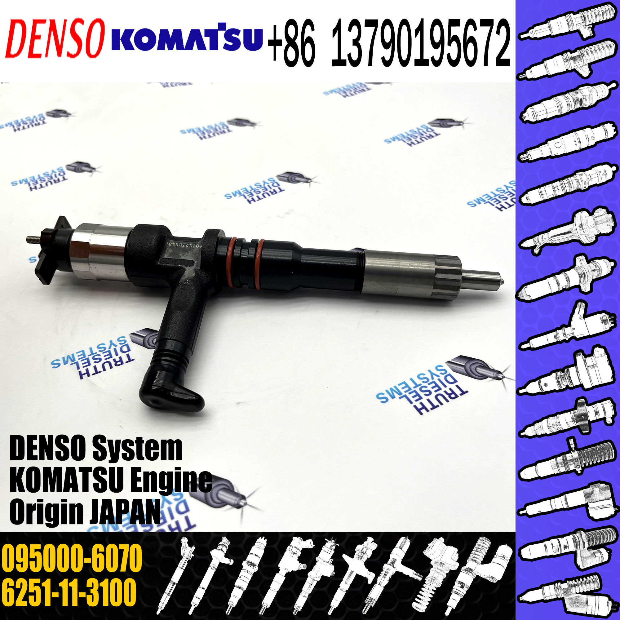 Fuel Injector 0950006070 6251113100 6251-11-3100 095000-6070